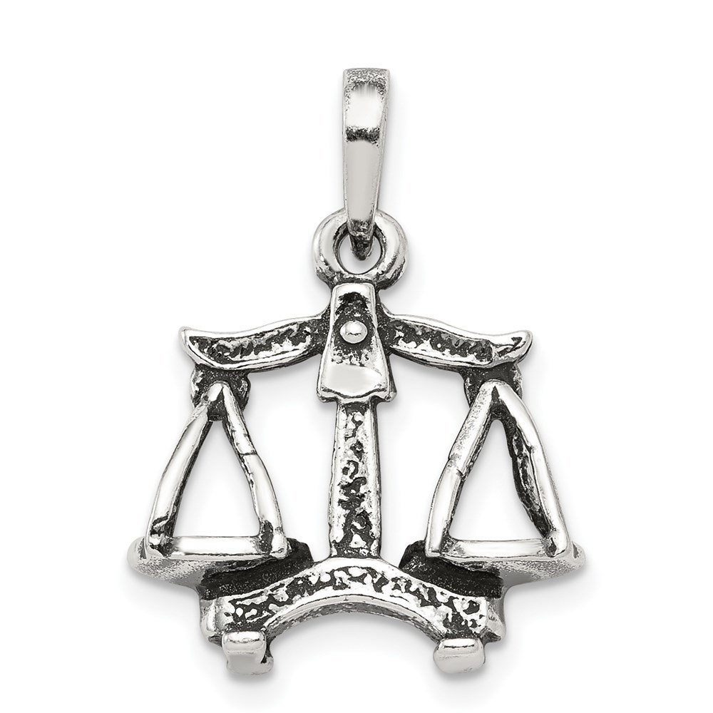 Million Charms 925 Sterling Silver Antiqued Libra Zodiac Charm Pendant